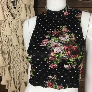 Poetry | Lace Mesh Halter Crop Floral‎ Polka Dot